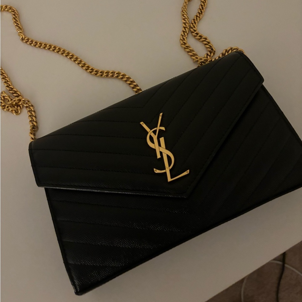 YSL AUTHENTIC CROSSBODY BLACK AND GOLD